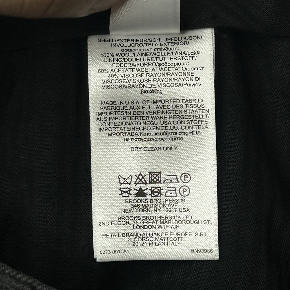 Brooks Brothers 1818 Madison Suit Pants Mens 36x30 Charcoal Gray 100% Wool USA - Picture 8 of 14
